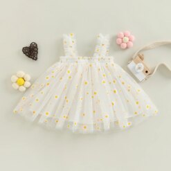 Mini Party Dress for Girl - Summer Daisy Tulle Toddler Dress