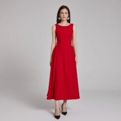 Girls’ Elegant Red Sleeveless girls party dresses​