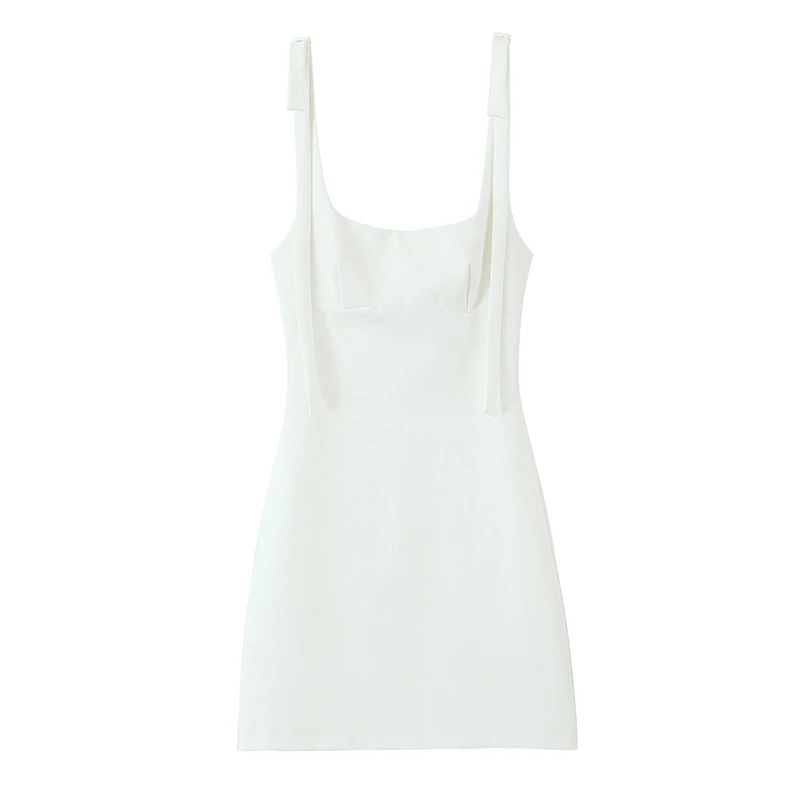 Willshela Women Fashion Solid Lace Up Backless Zipper Mini Dress Vintage Straps Square Collar Female Chic Lady Dresses