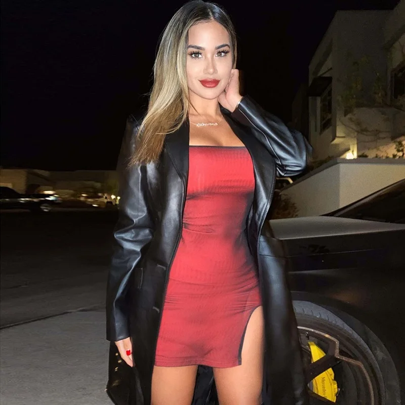 Mesh Double Layer Sexy Skinny Dress Women Sleeveless Party Bodycon 2023 Bandage Elastic Split Trend Clubwear Slim Outfit