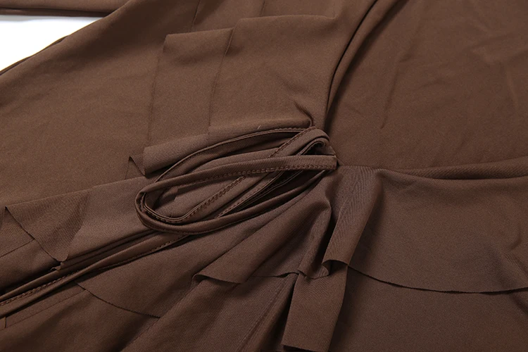 Nibber Flared Sleeve Dress Women v-Neck Tierred Irregular Hem Bandage Stretch Solid Elegant Birthday Party Chic Mini Bodycon