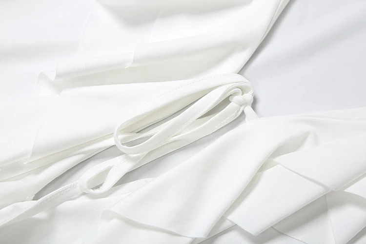 Nibber Flared Sleeve Dress Women v-Neck Tierred Irregular Hem Bandage Stretch Solid Elegant Birthday Party Chic Mini Bodycon