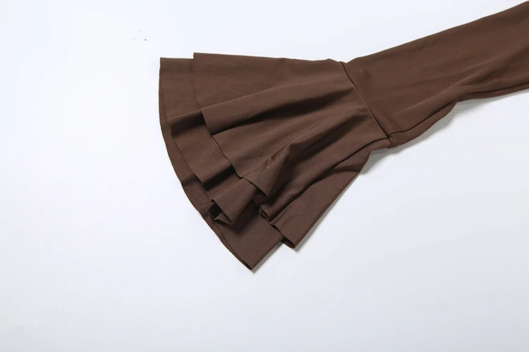 Nibber Flared Sleeve Dress Women v-Neck Tierred Irregular Hem Bandage Stretch Solid Elegant Birthday Party Chic Mini Bodycon