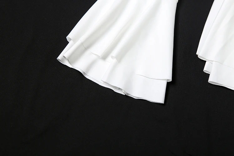 Nibber Flared Sleeve Dress Women v-Neck Tierred Irregular Hem Bandage Stretch Solid Elegant Birthday Party Chic Mini Bodycon