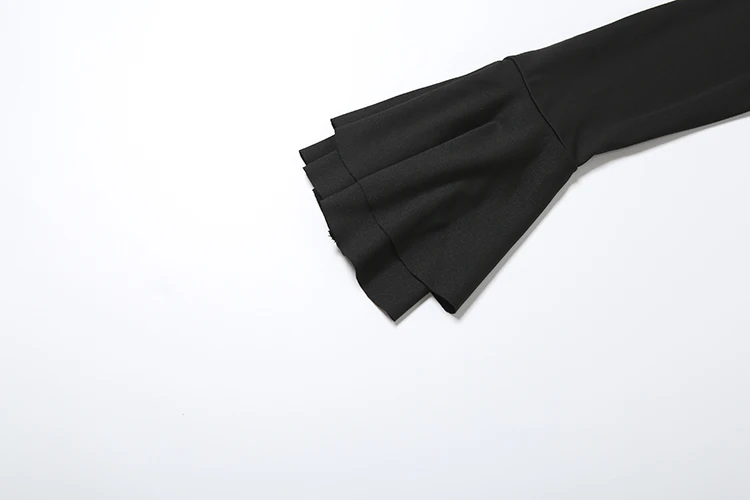 Nibber Flared Sleeve Dress Women v-Neck Tierred Irregular Hem Bandage Stretch Solid Elegant Birthday Party Chic Mini Bodycon