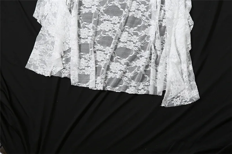 Goth Dark Fairycore Lace Flare Sleeve Square Neck A-line Dress Sweet E-girl Irregular Long Hem Dresses Cyber Y2K Party Vestido