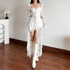 Gothic Lace Long Sleeve Mini Bodycon Dress