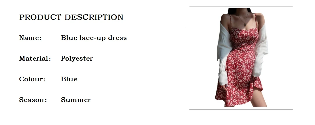 Blue Flower Spaghetti Strap Vintage Dress Women Clothing Sleeveless Lace-up Fashion Summer Mini Womens Dresses Vacation Outfits