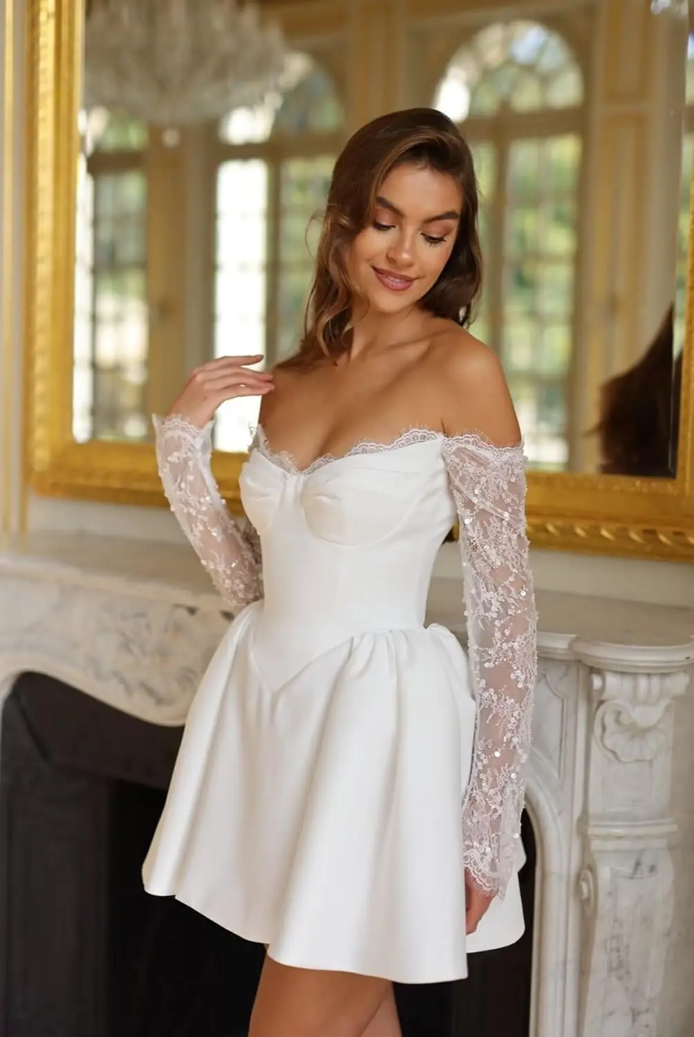 Short Wedding Dresses for Bride Simple Mini Boho Beach Bridal Shower Dress 2026 Party Dresses Mini Dress Homecoming Dresses