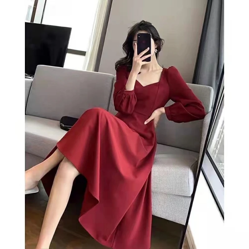 Long Puff Sleeve Solid Elegant Dress Women Clothing Wedding Guest New Year Women Fashion High Waist Slim Evening Party Dresses Long Puff Sleeve Solid Elegant Dress Women Clothing Wedding Guest New Year Women Fashion High Waist Slim Evening Party Dresses
