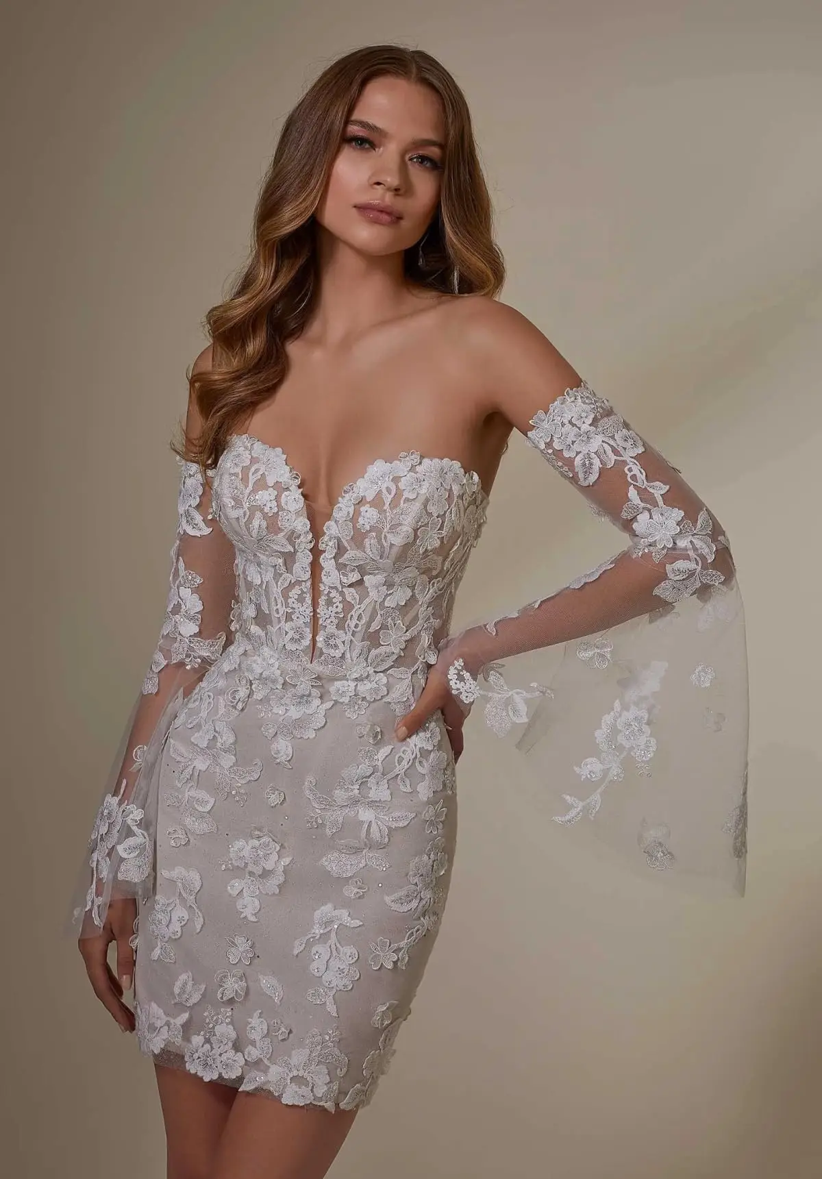 Short Wedding Dress Summer Wedding Gown for Women 2 Pcs Bridal Dress with Detachable Train Off Shoulder Bridal Gown Short Wedding Dress Summer Wedding Gown for Women 2 Pcs Bridal Dress with Detachable Train Off Shoulder Bridal Gown
