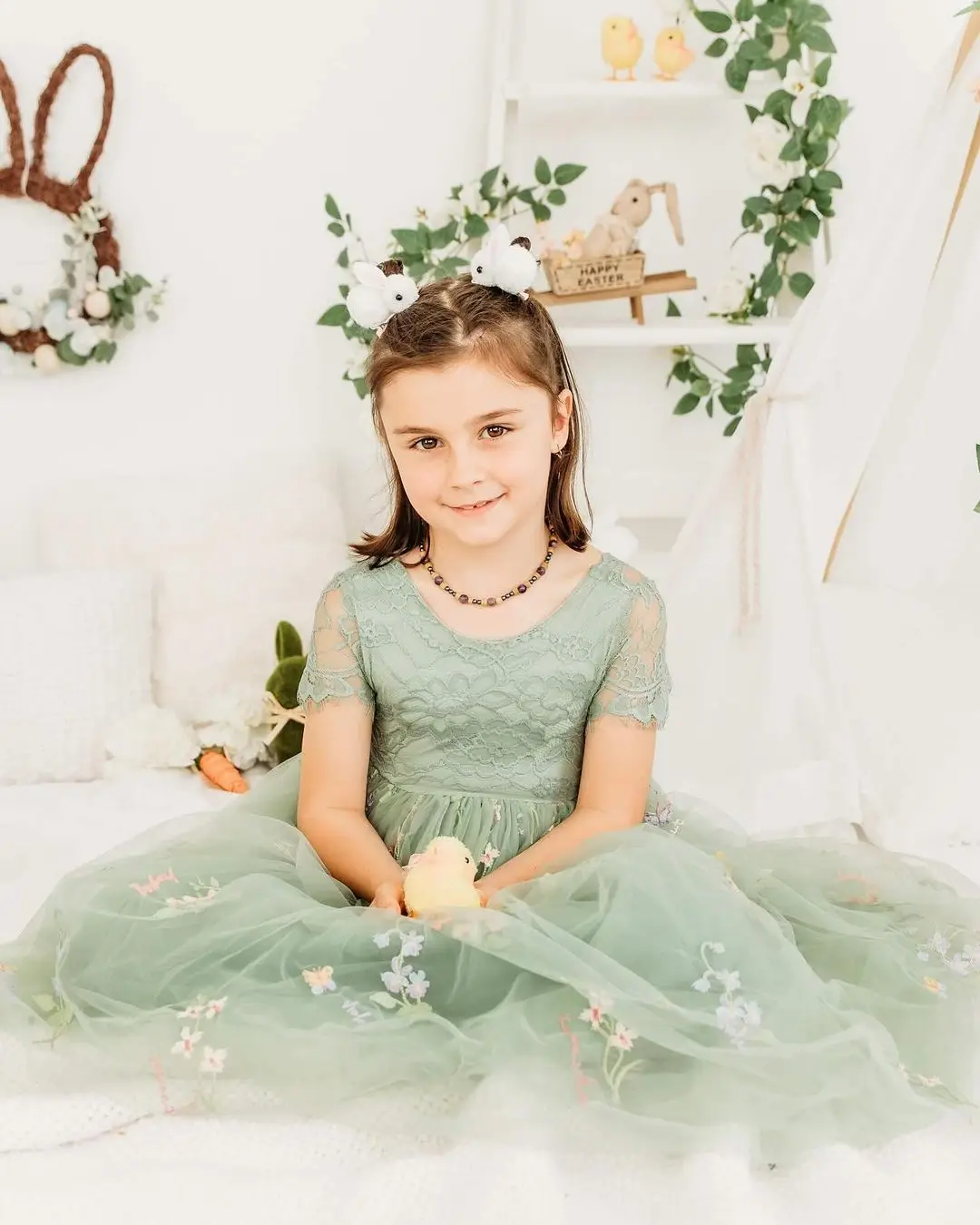 MisShow Lace Flower Girl Dresses for Kid Child Wedding Party Princess Dress Floral Bodice Tulle Ball Gown First Communion Dress