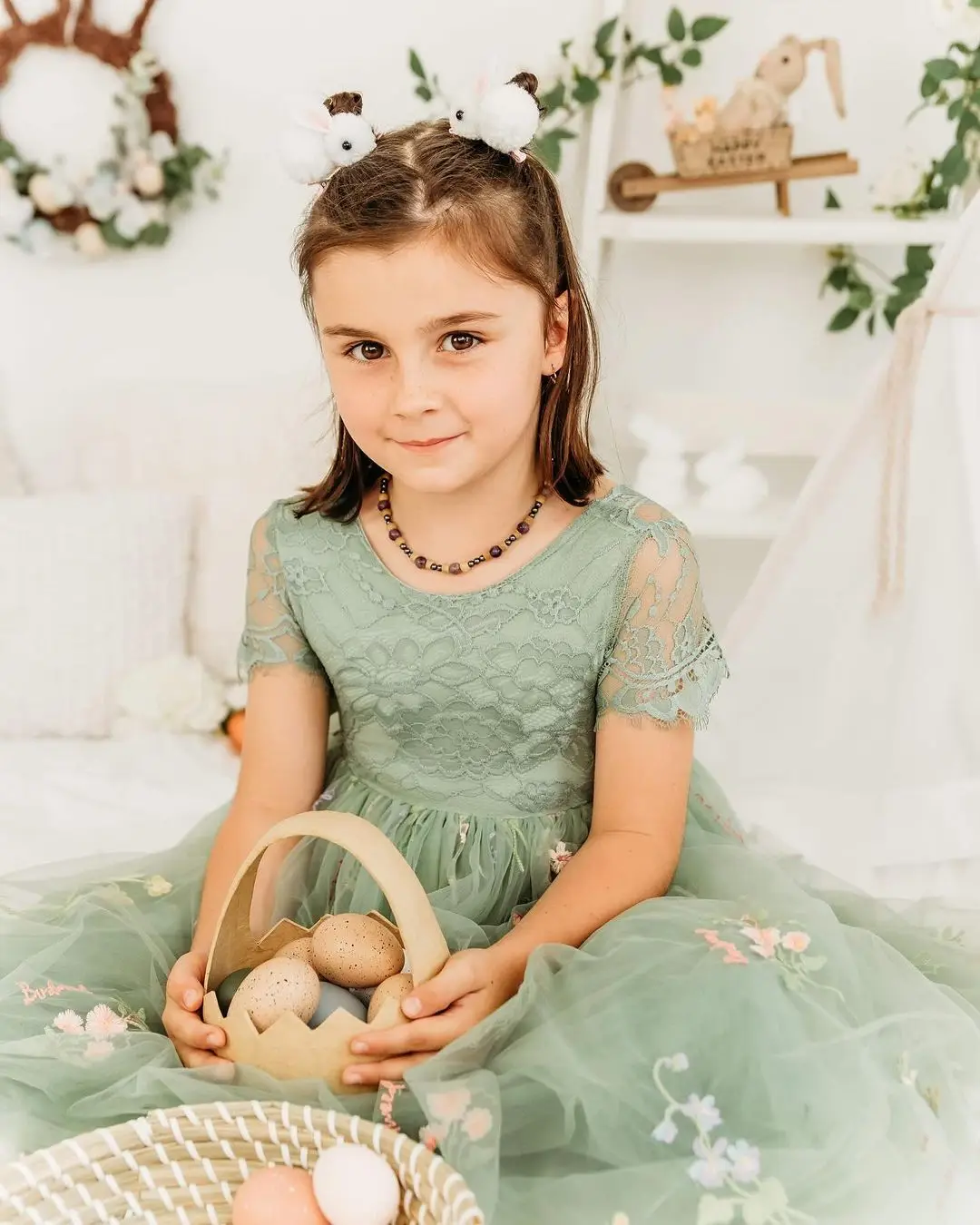 MisShow Lace Flower Girl Dresses for Kid Child Wedding Party Princess Dress Floral Bodice Tulle Ball Gown First Communion Dress