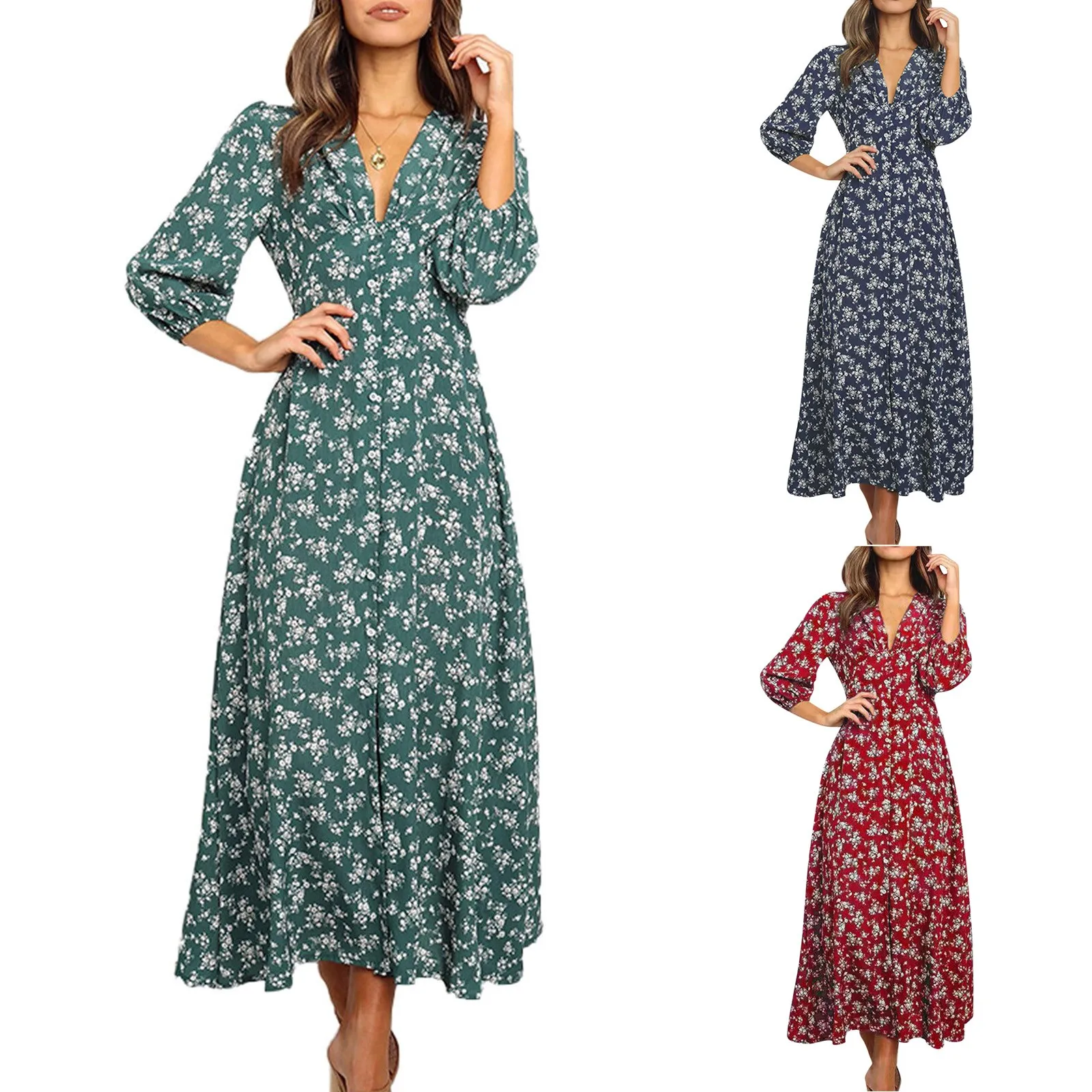 Womens Long Sleeve Bohemian Floral Maxi Dresses Loose Casual High Waist Boho Printed Maxi Dress Beach Dress Vestido Feminino Womens Long Sleeve Bohemian Floral Maxi Dresses Loose Casual High Waist Boho Printed Maxi Dress Beach Dress Vestido Feminino