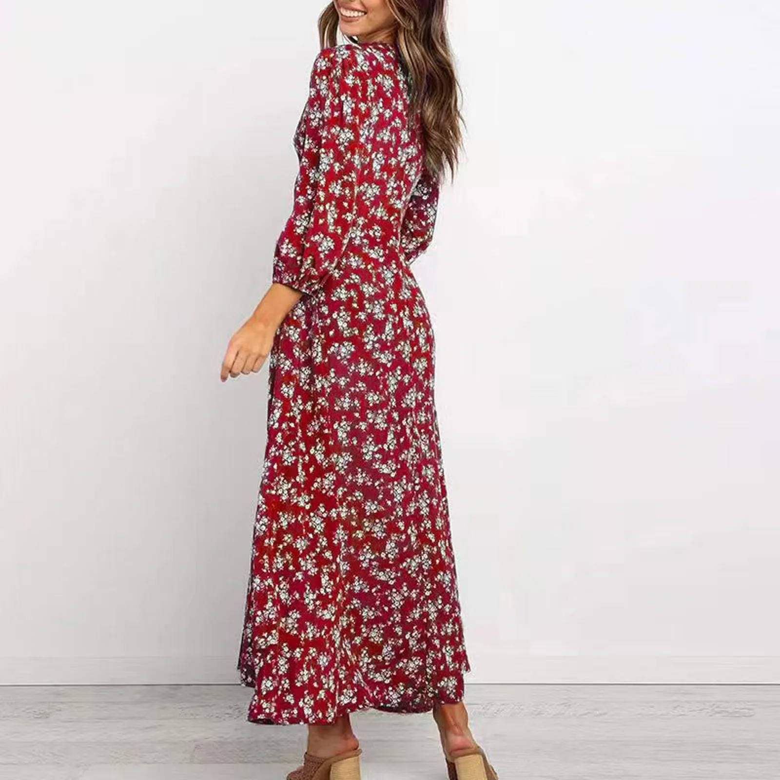Womens Long Sleeve Bohemian Floral Maxi Dresses Loose Casual High Waist Boho Printed Maxi Dress Beach Dress Vestido Feminino Womens Long Sleeve Bohemian Floral Maxi Dresses Loose Casual High Waist Boho Printed Maxi Dress Beach Dress Vestido Feminino