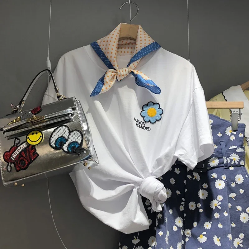 Summer Women's Shirt Bohemian Holiday Style Embroidered Tassel Chiffon Cardigan New Waist Female Slim Short Tops