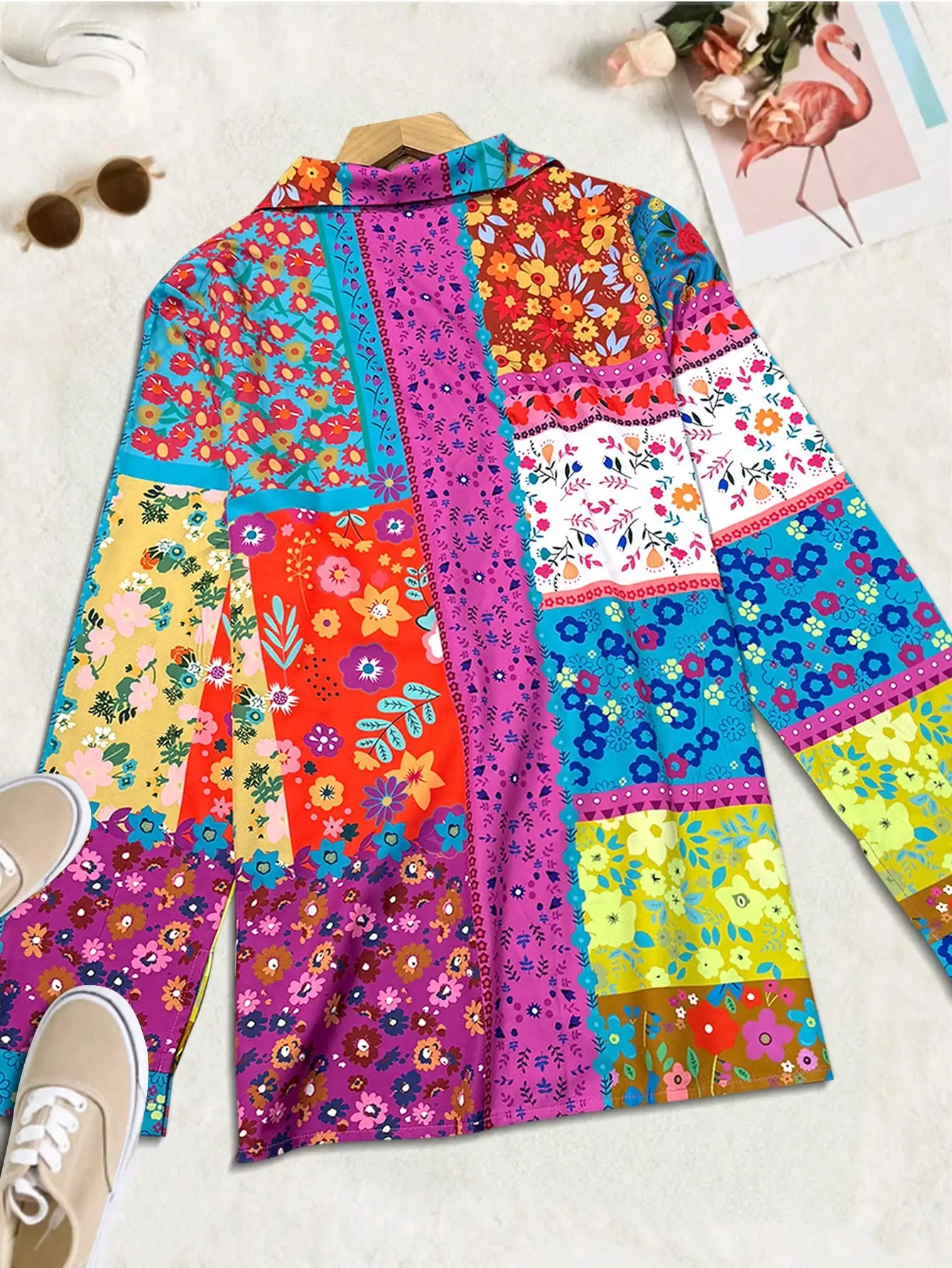 Women's Casual Commuter Shirt Bohemian Geometric Print Long Sleeve Shirt