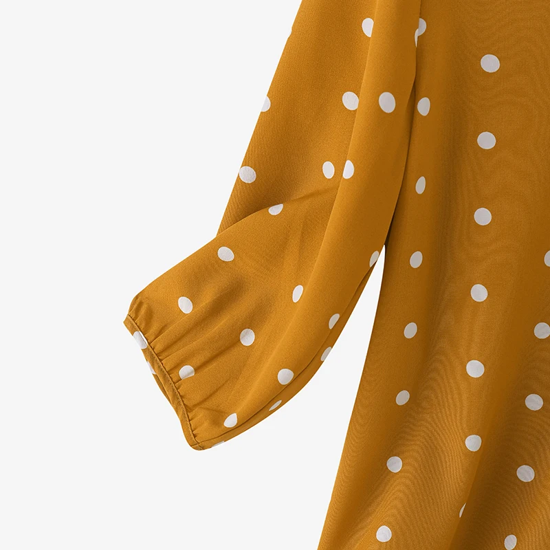 ZANZEA 2025 Summer Polka Dot Bohemian Blouse Fashion 3/4 Puff Sleeve Shirts Casual Loose Lace Up Tops Tunics Blusas Femininas