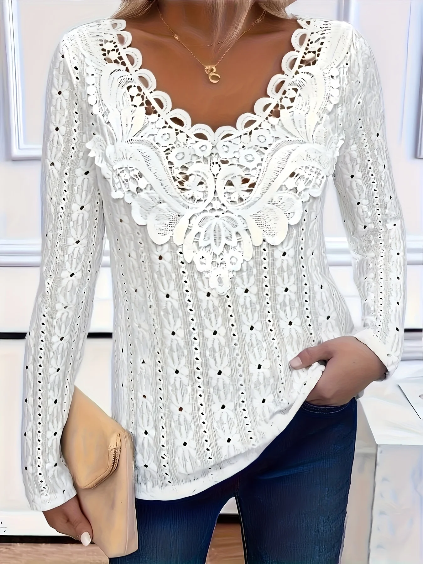 Elegant Casual Woman T-Shirt Fashion Loose T-Shirt Woman Temperament Long sleeve T-Shirt Holiday Weekend