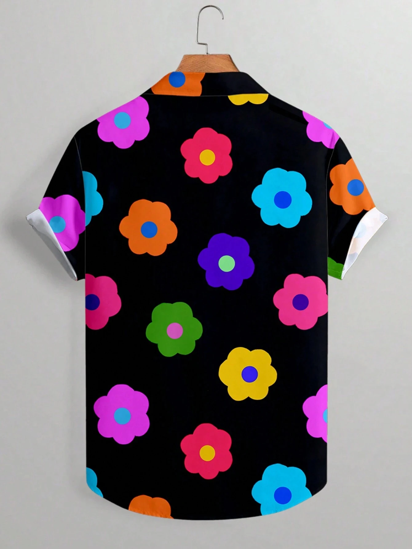 Summer Full Flower Print Hawaiian Vacation Shirt Short Sleeve Men's Casual Lapel Collar Women's Button Shirts