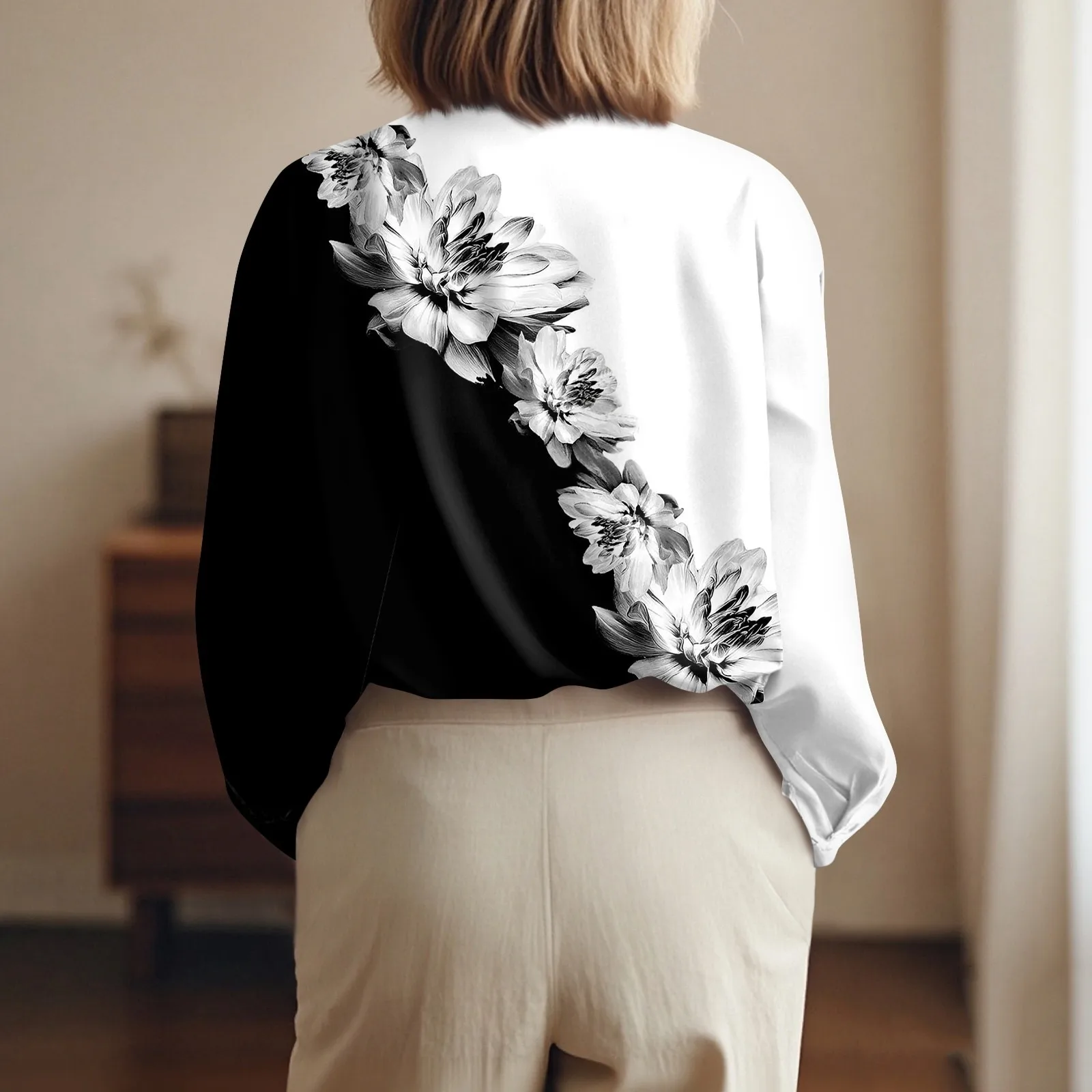 Shirt Women New Shirt Delicate Arrival Floral Pattern Lapel Design Long Sleeve Lady Elegant Button Shirt Clothes Temperament 1pc