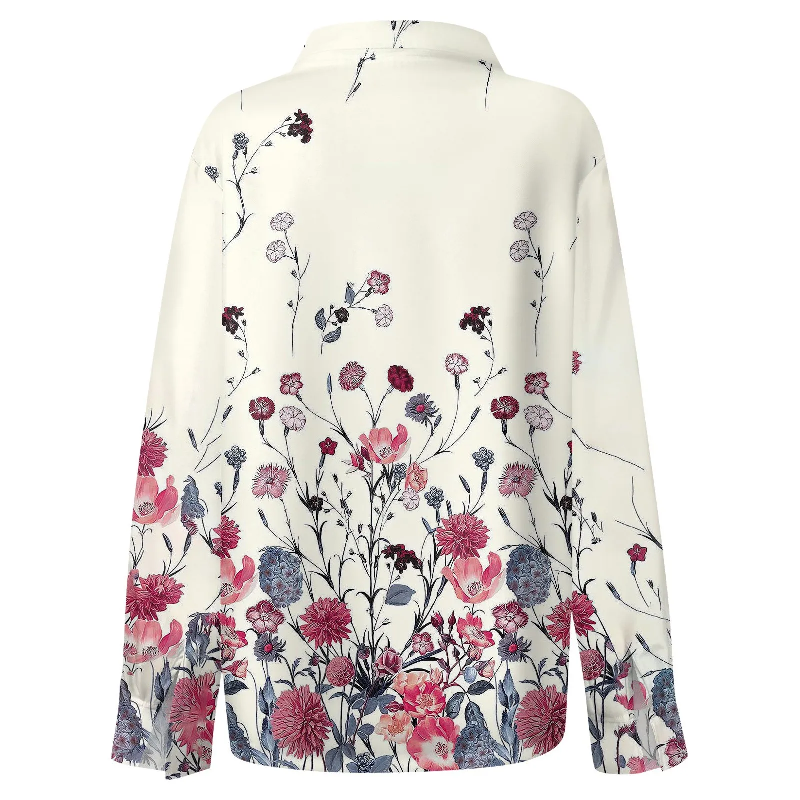 Shirt Women New Shirt Delicate Arrival Floral Pattern Lapel Design Long Sleeve Lady Elegant Button Shirt Clothes Temperament 1pc