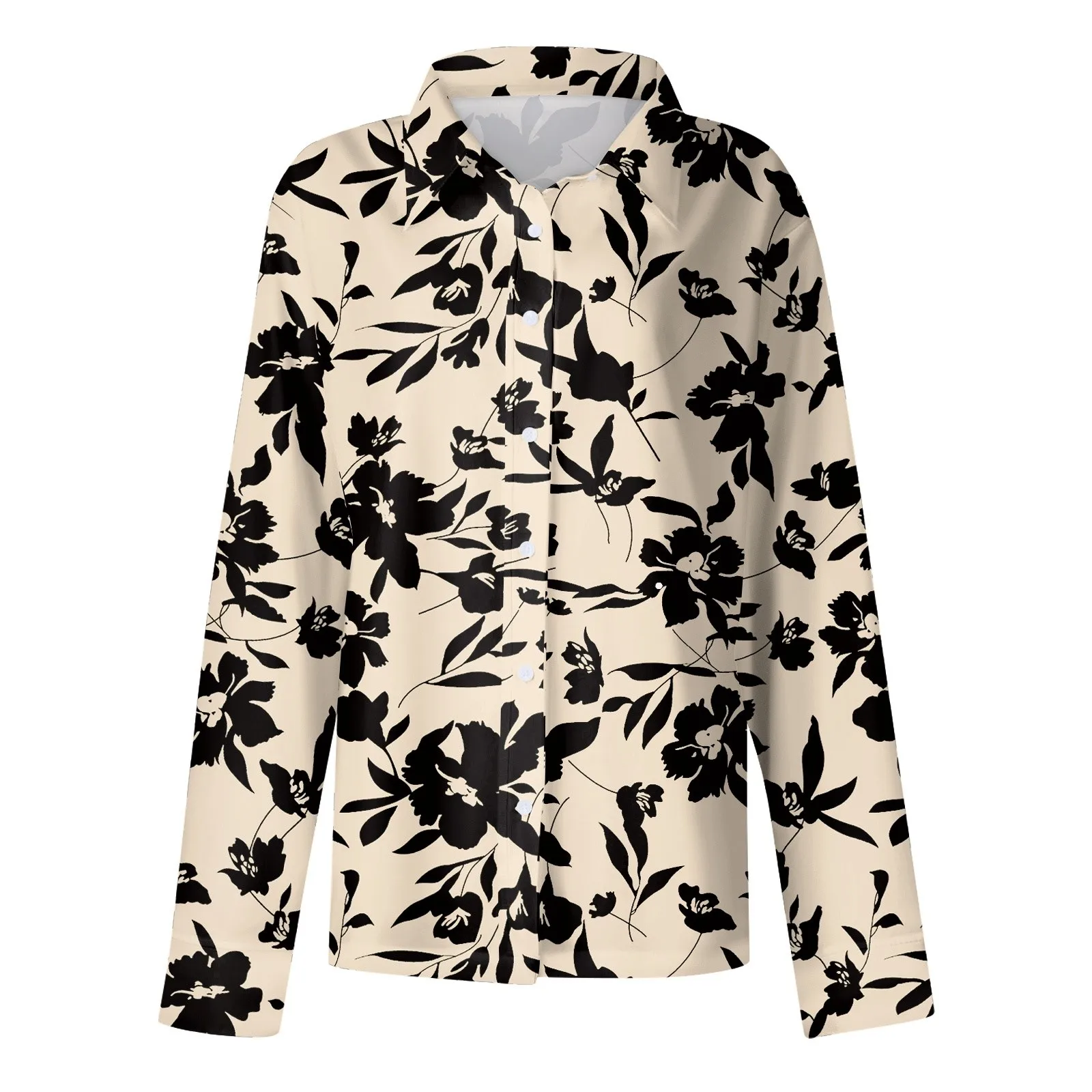 Shirt Women New Shirt Delicate Arrival Floral Pattern Lapel Design Long Sleeve Lady Elegant Button Shirt Clothes Temperament 1pc