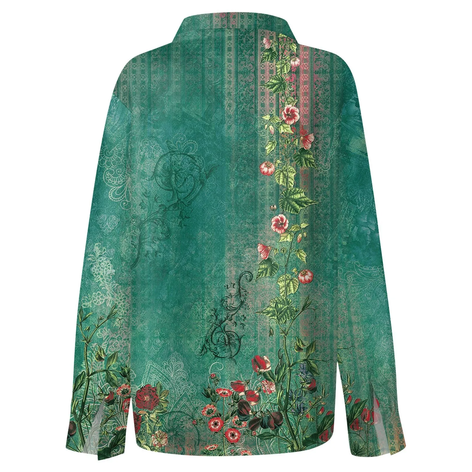 Shirt Women New Shirt Delicate Arrival Floral Pattern Lapel Design Long Sleeve Lady Elegant Button Shirt Clothes Temperament 1pc