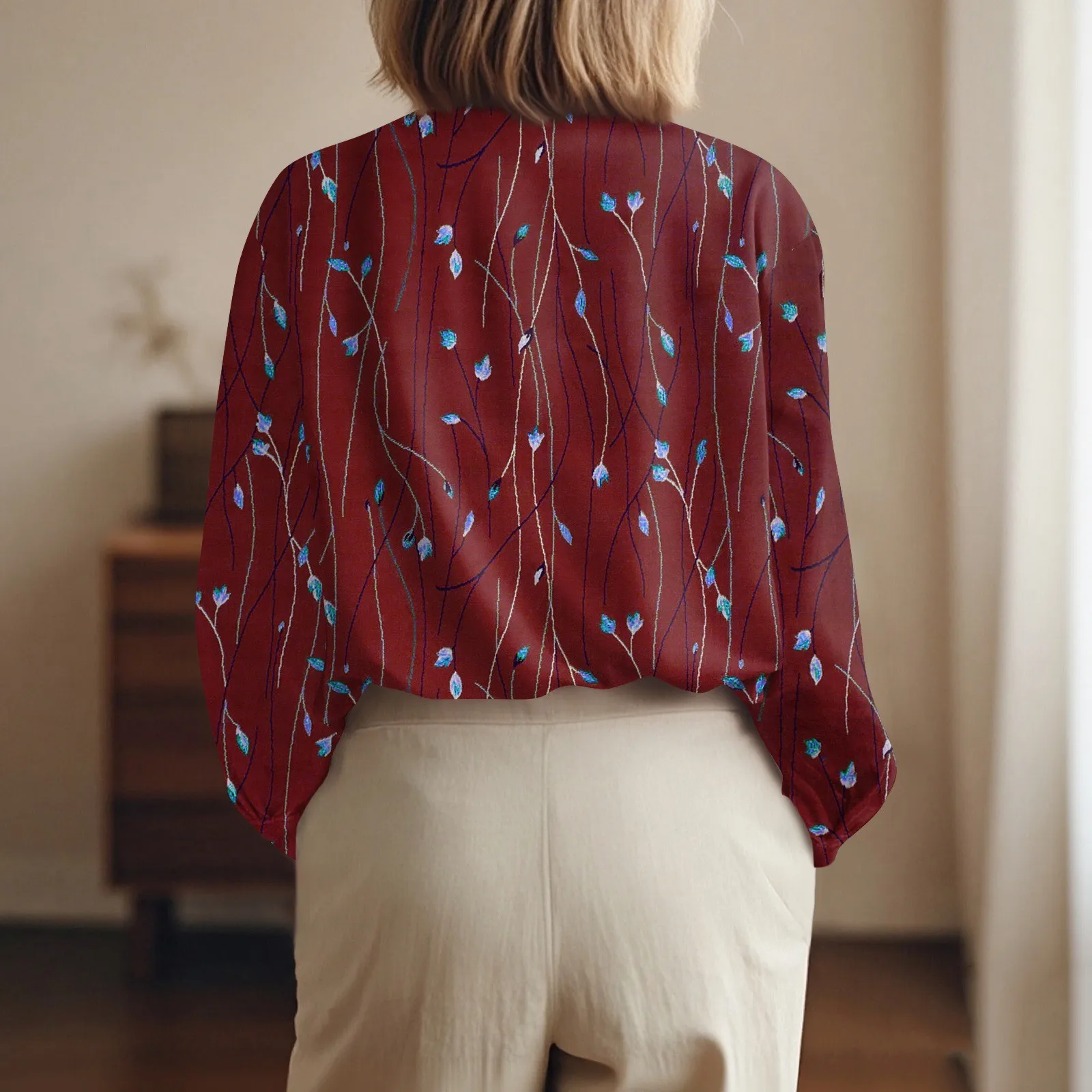 Shirt Women New Shirt Delicate Arrival Floral Pattern Lapel Design Long Sleeve Lady Elegant Button Shirt Clothes Temperament 1pc