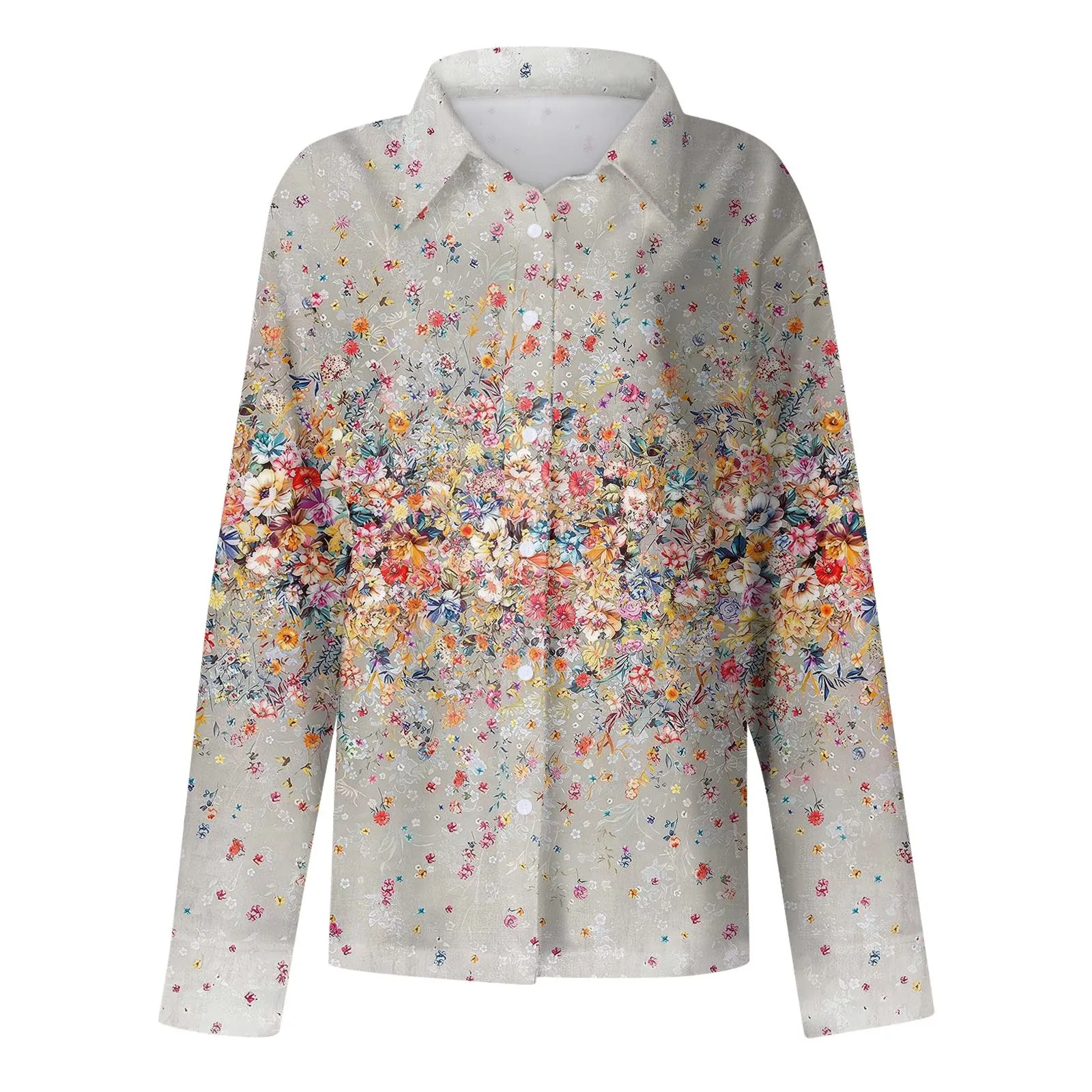 Shirt Women New Shirt Delicate Arrival Floral Pattern Lapel Design Long Sleeve Lady Elegant Button Shirt Clothes Temperament 1pc