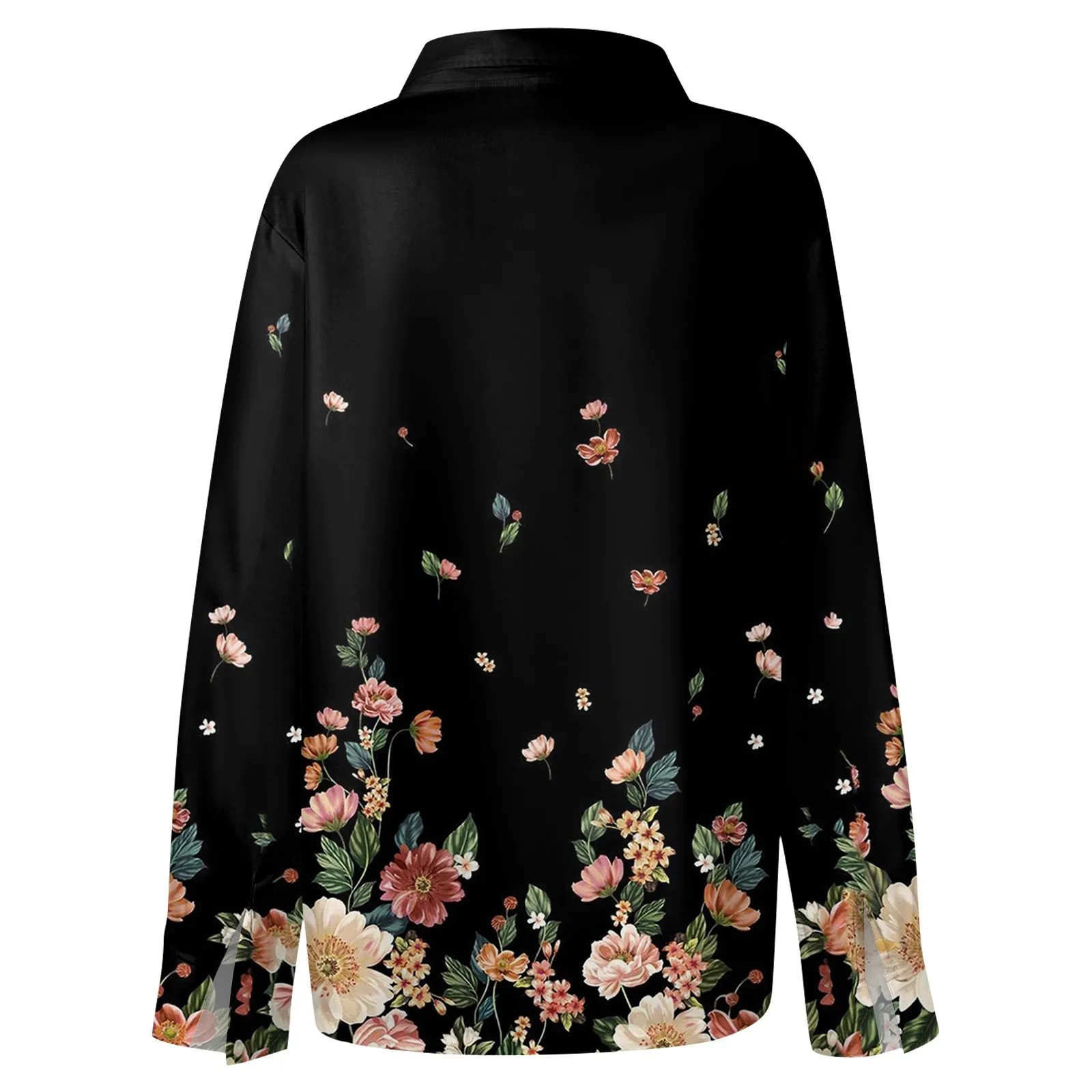 Shirt Women New Shirt Delicate Arrival Floral Pattern Lapel Design Long Sleeve Lady Elegant Button Shirt Clothes Temperament 1pc