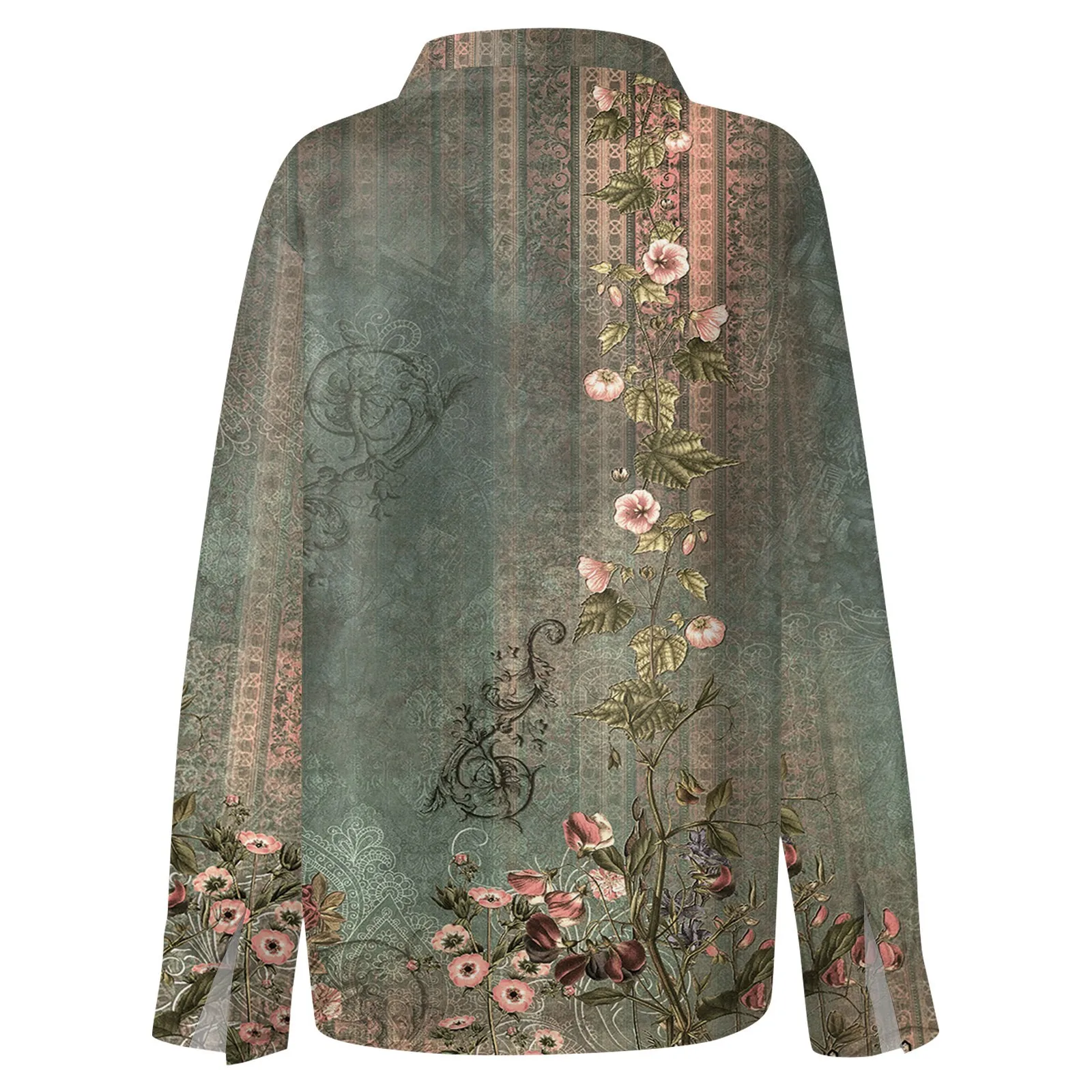 Shirt Women New Shirt Delicate Arrival Floral Pattern Lapel Design Long Sleeve Lady Elegant Button Shirt Clothes Temperament 1pc