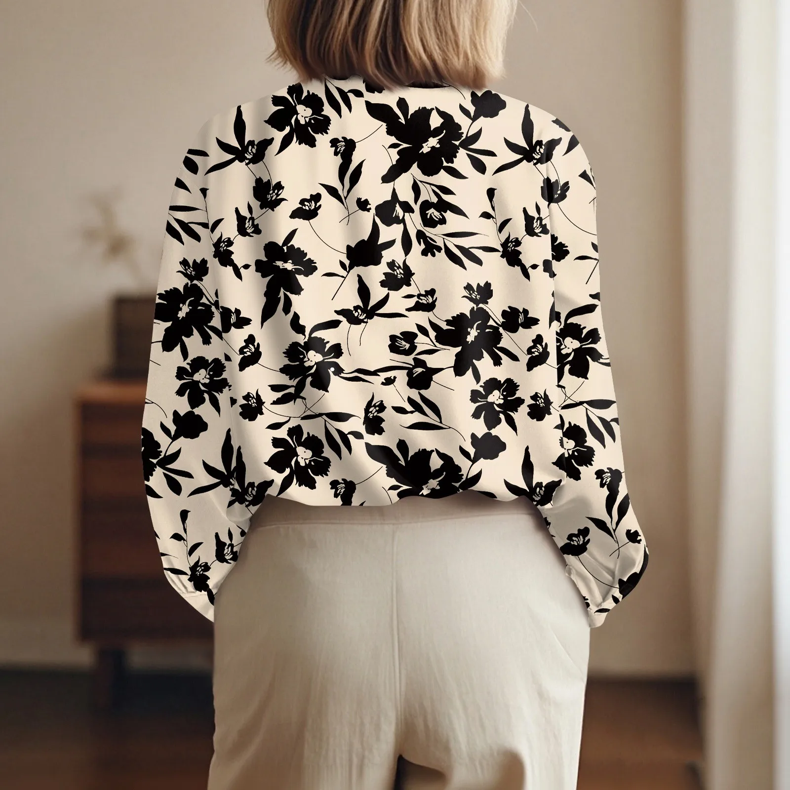 Shirt Women New Shirt Delicate Arrival Floral Pattern Lapel Design Long Sleeve Lady Elegant Button Shirt Clothes Temperament 1pc