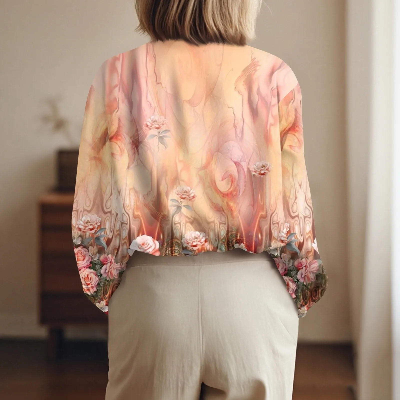 Shirt Women New Shirt Delicate Arrival Floral Pattern Lapel Design Long Sleeve Lady Elegant Button Shirt Clothes Temperament 1pc