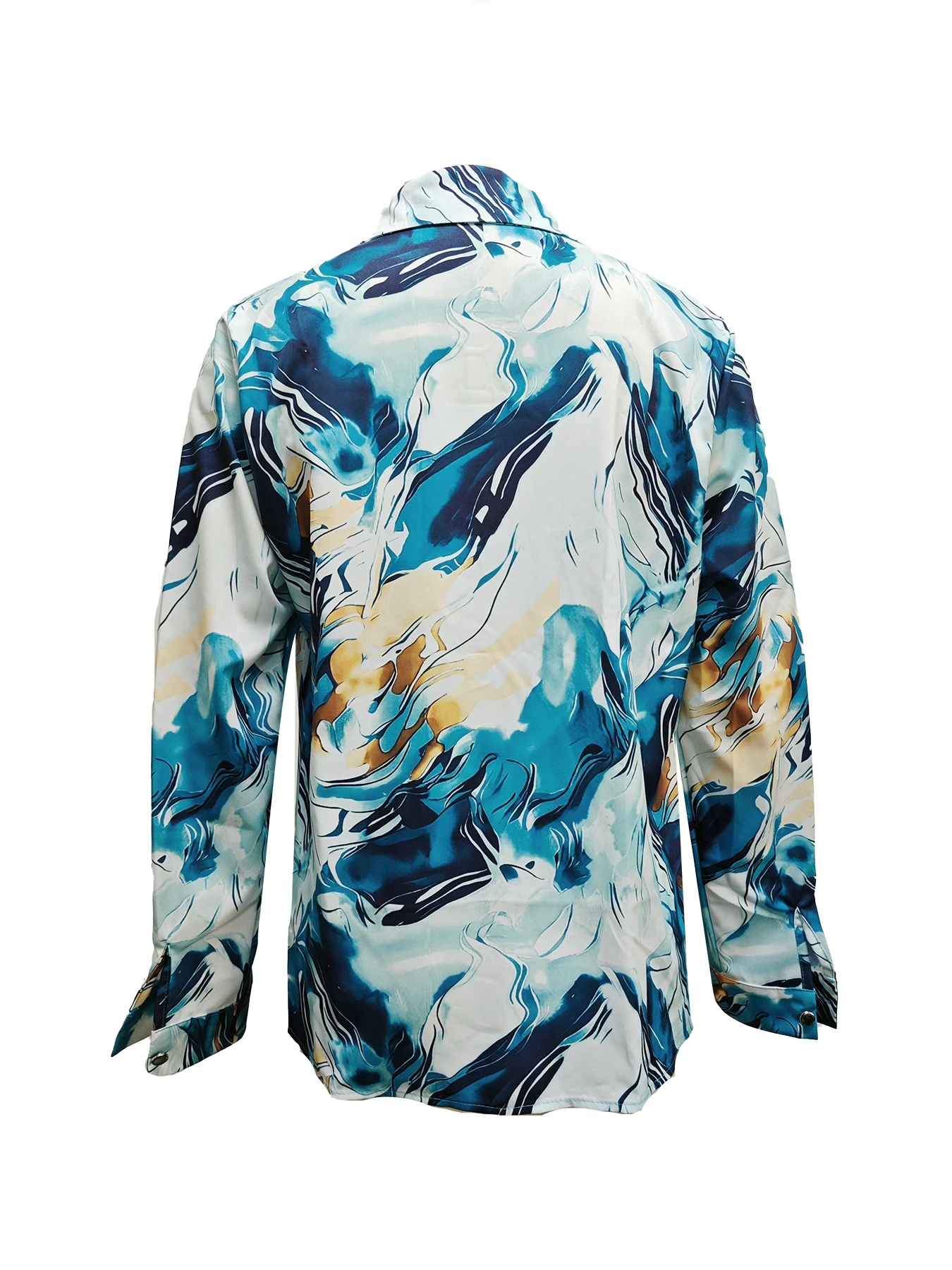 Women Print V-Neck Button Long Sleeve Shirt Loose Casual Holiday Tops Blouse