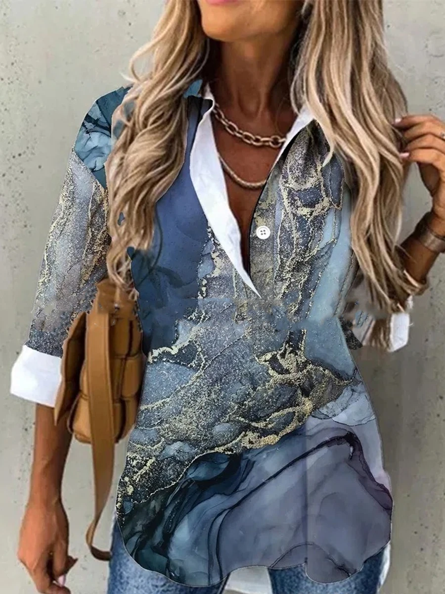 Temperament Long Sleeve Women Shirt Large Size Loose Shirts Women Casual Versatile Printed Tops Women