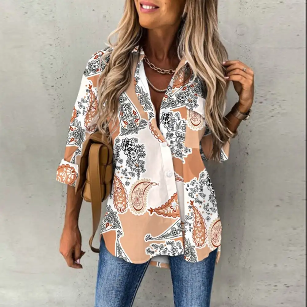 Temperament Long Sleeve Women Shirt Large Size Loose Shirts Women Casual Versatile Printed Tops Women
