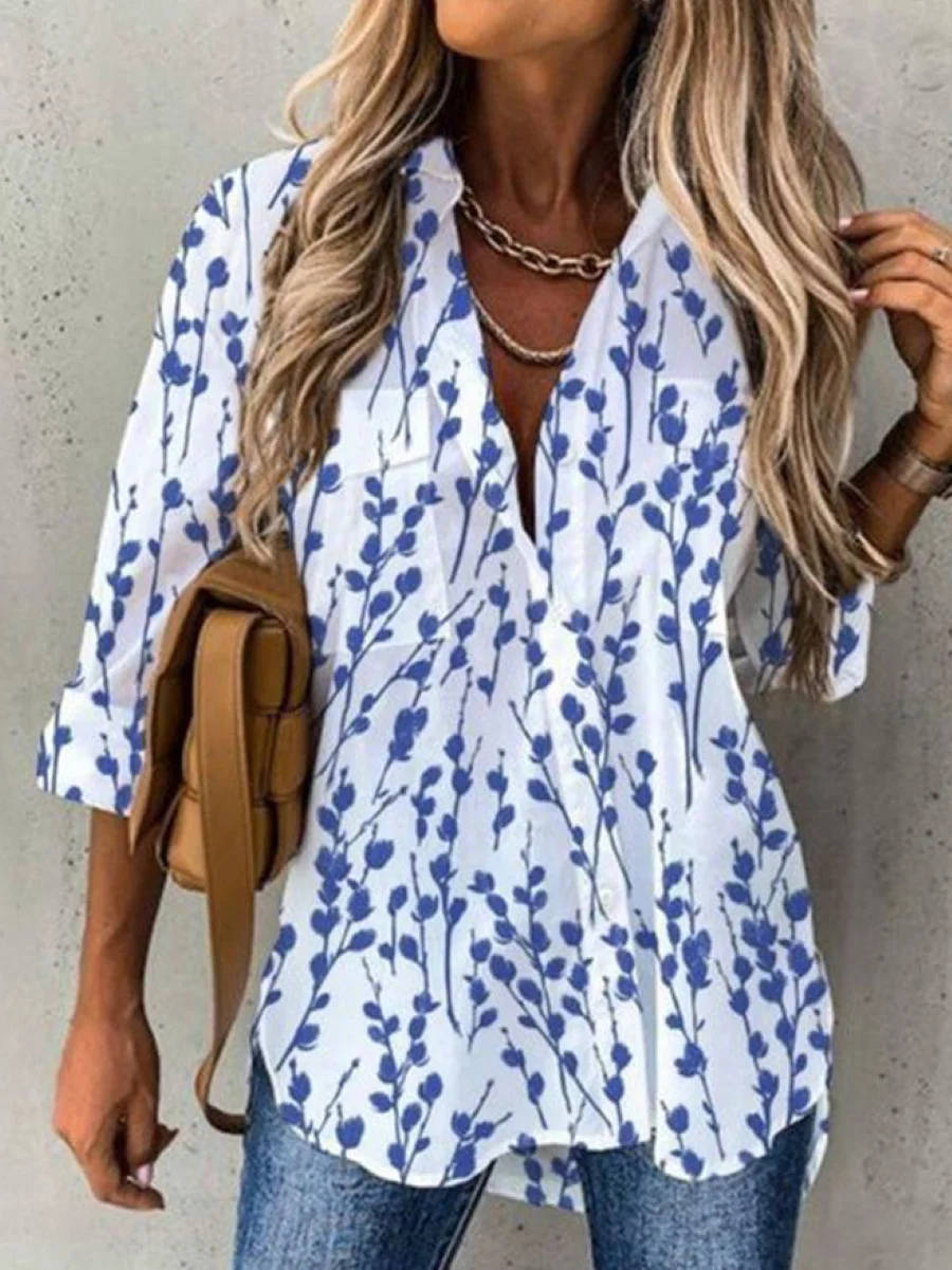 Temperament Long Sleeve Women Shirt Large Size Loose Shirts Women Casual Versatile Printed Tops Women