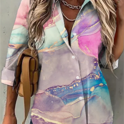 Temperament Long Sleeve Women Shirt Large Size Loose Shirts Women Casual Versatile Printed Tops Women