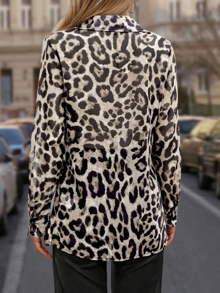 Ladies Fashionable Leopard Print Long Sleeve Casual Shirt Spring Summer Elegant Style Leisure Top for Women Ladies Fashionable Leopard Print Long Sleeve Casual Shirt Spring Summer Elegant Style Leisure Top for Women