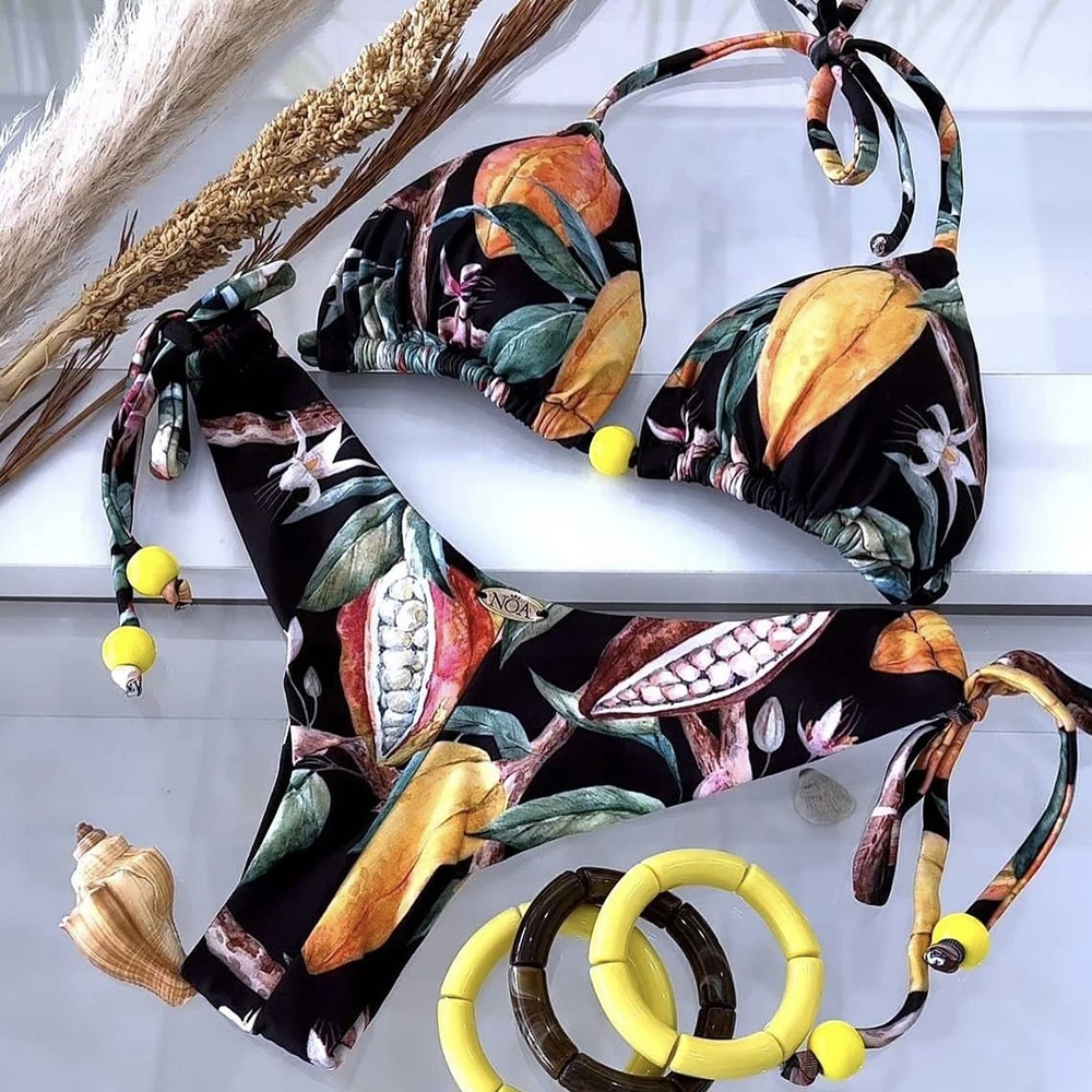 Brazilian Women's Swimsuit Swimwear Female Sexy Bikinis Set Push Up Swimming Bathing Suit Bohemian Women Swumsuit 2 Piece Sets