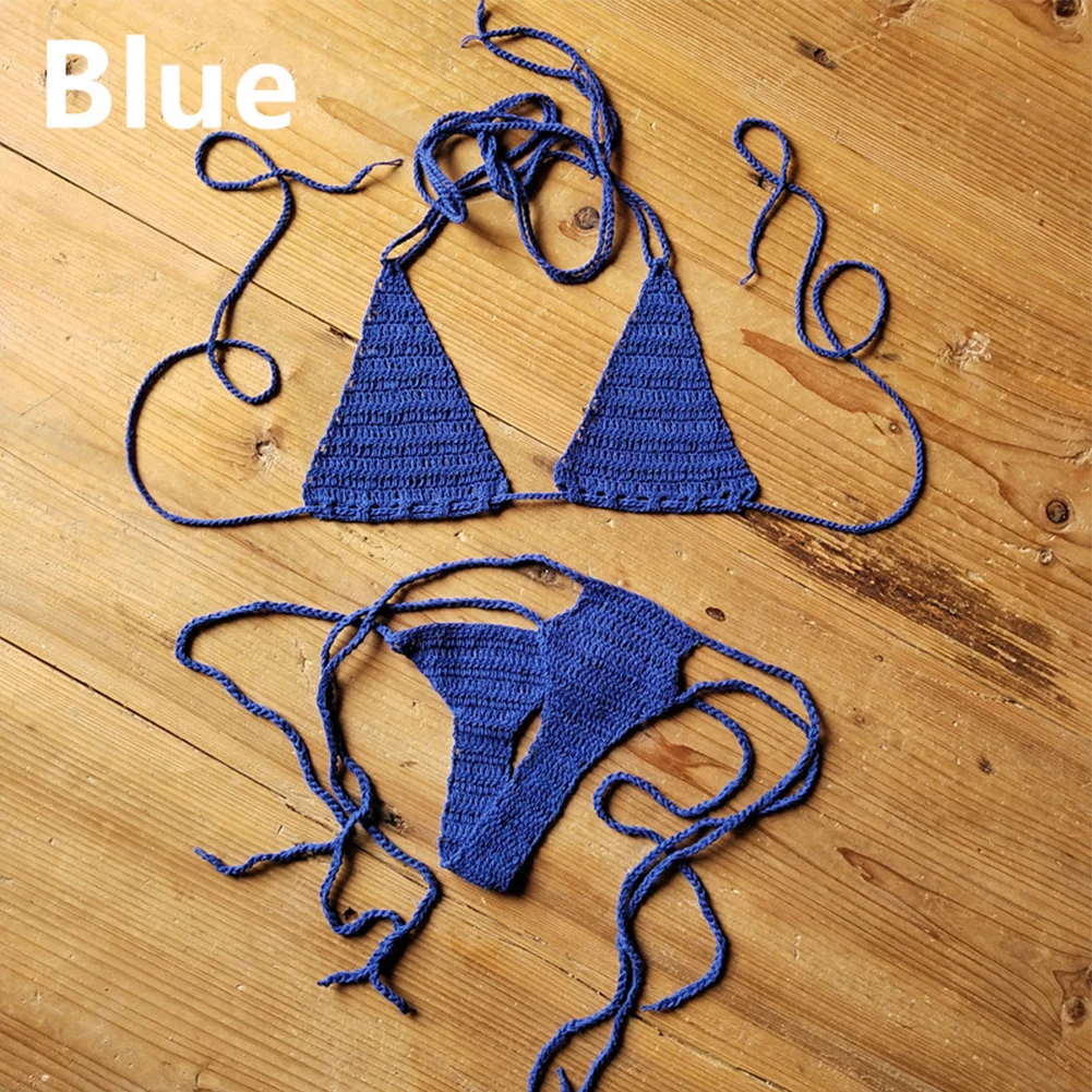 Womens Sexy Swimsuit Hand Crochet Solid Bandage Bikini Set Two-Piece Summer Beach Swimwear Bohemian Swimsuit Low Rise Underwear Womens Sexy Swimsuit Hand Crochet Solid Bandage Bikini Set Two-Piece Summer Beach Swimwear Bohemian Swimsuit Low Rise Underwear