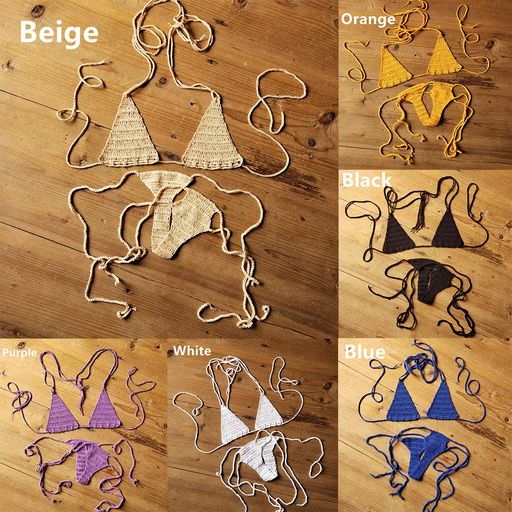 Womens Sexy Swimsuit Hand Crochet Solid Bandage Bikini Set Two-Piece Summer Beach Swimwear Bohemian Swimsuit Low Rise Underwear Womens Sexy Swimsuit Hand Crochet Solid Bandage Bikini Set Two-Piece Summer Beach Swimwear Bohemian Swimsuit Low Rise Underwear