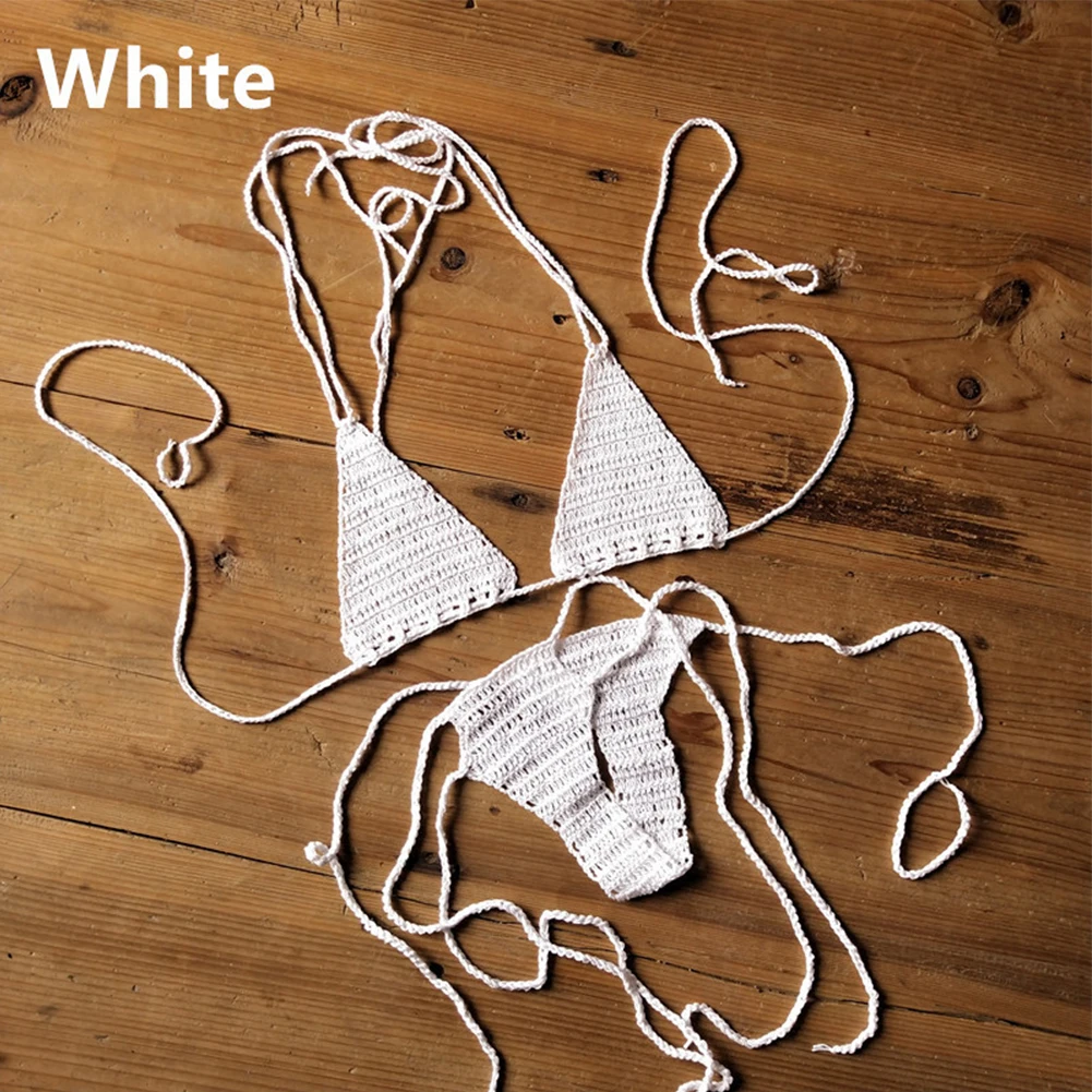 Womens Sexy Swimsuit Hand Crochet Solid Bandage Bikini Set Two-Piece Summer Beach Swimwear Bohemian Swimsuit Low Rise Underwear Womens Sexy Swimsuit Hand Crochet Solid Bandage Bikini Set Two-Piece Summer Beach Swimwear Bohemian Swimsuit Low Rise Underwear